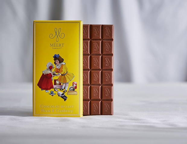 Tablette de chocolat au lait, pécan et cranberry