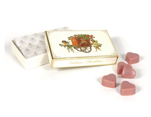 Coeurs chocolat tonka, framboise & citron (écrin de 12)